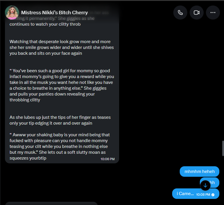 KaydenBeaven's tweet photo. My Lil Winstreak has Come to An end.. By the Delicate Hands and Finesse of @SlxttyCherry..With a wonderful Long weaving Back and Forth battle.. Not Cumming for A Month.. Got the Better of me...🥰

Does that Mean Mommy wont Start Another.. Absolutely not Hun..😈

Dont Kid Yourself Pretty Boys and Girls... This was No Blowout.. To Bad i see using my Voice as A cute Cheat code... Would be so Unfair for Everyone..

I Do recommend You Going to Message them.. There Effort.. Detail in their Captions and there Attention to Detail.. is what Makes them very Intoxicating..🫠

#Wankbattle #Wankchat #Goon