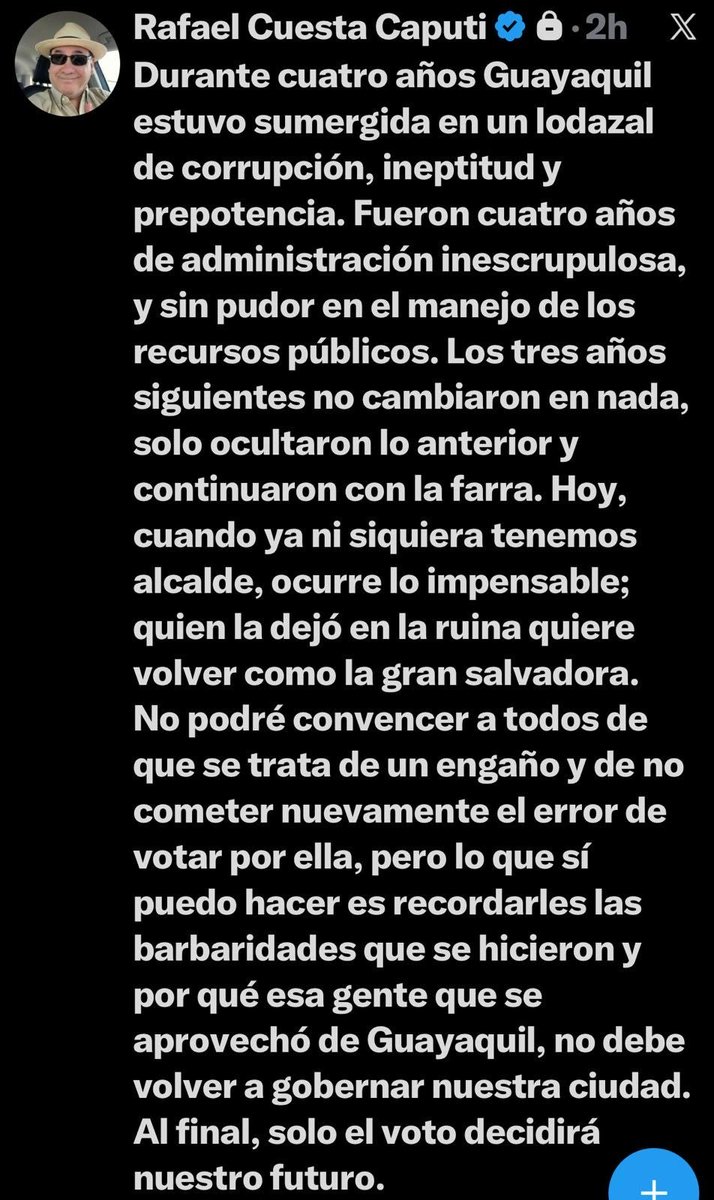 AlmaMiaEcu's tweet photo. Rafael Cuesta Caputi, ex gerente de TC Televisión y panelista de Centro Digital, no pudo ver con su máquina del tiempo que Daniel Noboa pondría como candidata de ADN a Cynthia Viteri y ahora le lanza lodo a diestra y siniestra.

Confirmado, sin plata no hay Nobilover. https://t.co/OBtu18UzqD
