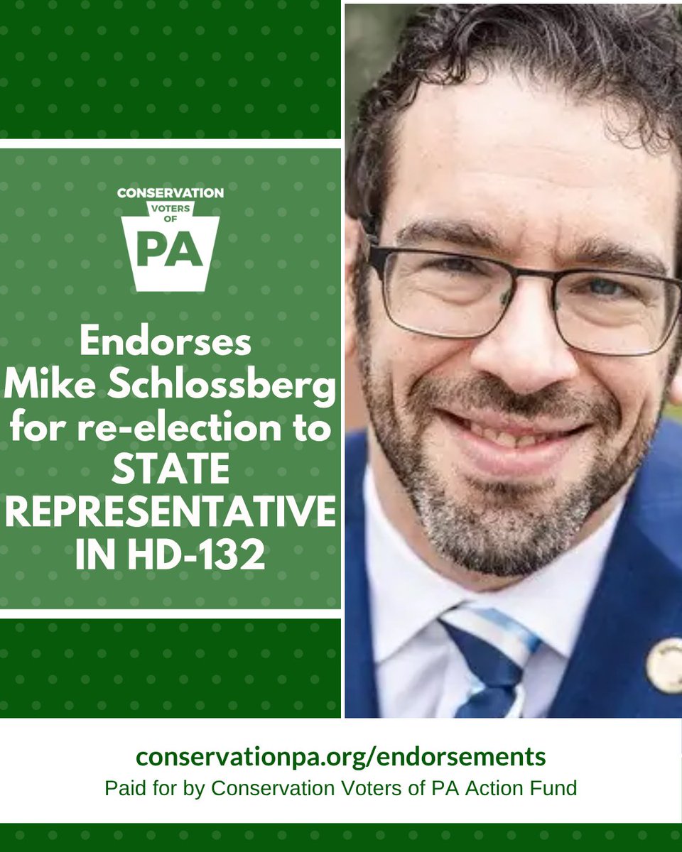 ConservationPA's tweet photo. Conservation Voters of PA Action Fund is proud to endorse Mike Schlossberg for State House in HD-132 (Lehigh County) @MikeSchlossberg https://t.co/Icw8JT0rHH