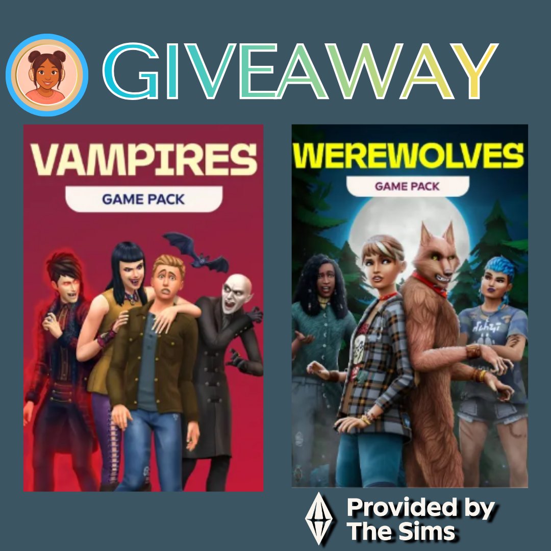 Simeralla1's tweet photo. #sponsoredbyea Thanks to EA &amp; SimsCreator Program, I am giving away  2 EA app PC codes for the 1 Vampire &amp; 1 Werewolf Pack to 1 Lucky winner! Ends Aug 1, 11:59 p.m. EST. Winner announced Aug 2nd #thesims4 #simspartner

To enter:
Follow Retweet Like
Opt Bonus entry: Sub  to my YT https://t.co/gtocx7Pucl