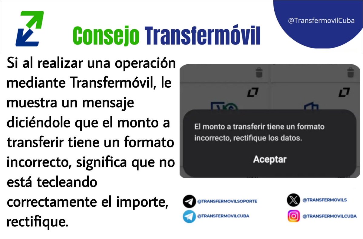 yolanditavm's tweet photo. Consejos de #Transfermovil https://t.co/JFRx8SZakP
