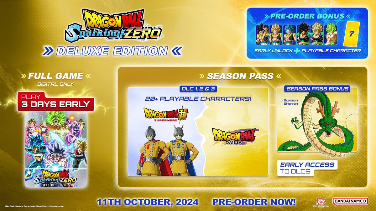 Tierra100able_'s tweet photo. Aquí te dice que la Deluxe Edition incluye:

-3 días de acceso anticipado al juego
-Season pass con +20 personajes de Daima y Super Hero (DLC 1, 2 y 3)
-3 días de acceso anticipado a esos 3 DLCs
-1 deseo de regalo a Shenron

No ponía "y todo lo que exista en el futuro" 🙃 https://t.co/Fz9Rp7Q3fj