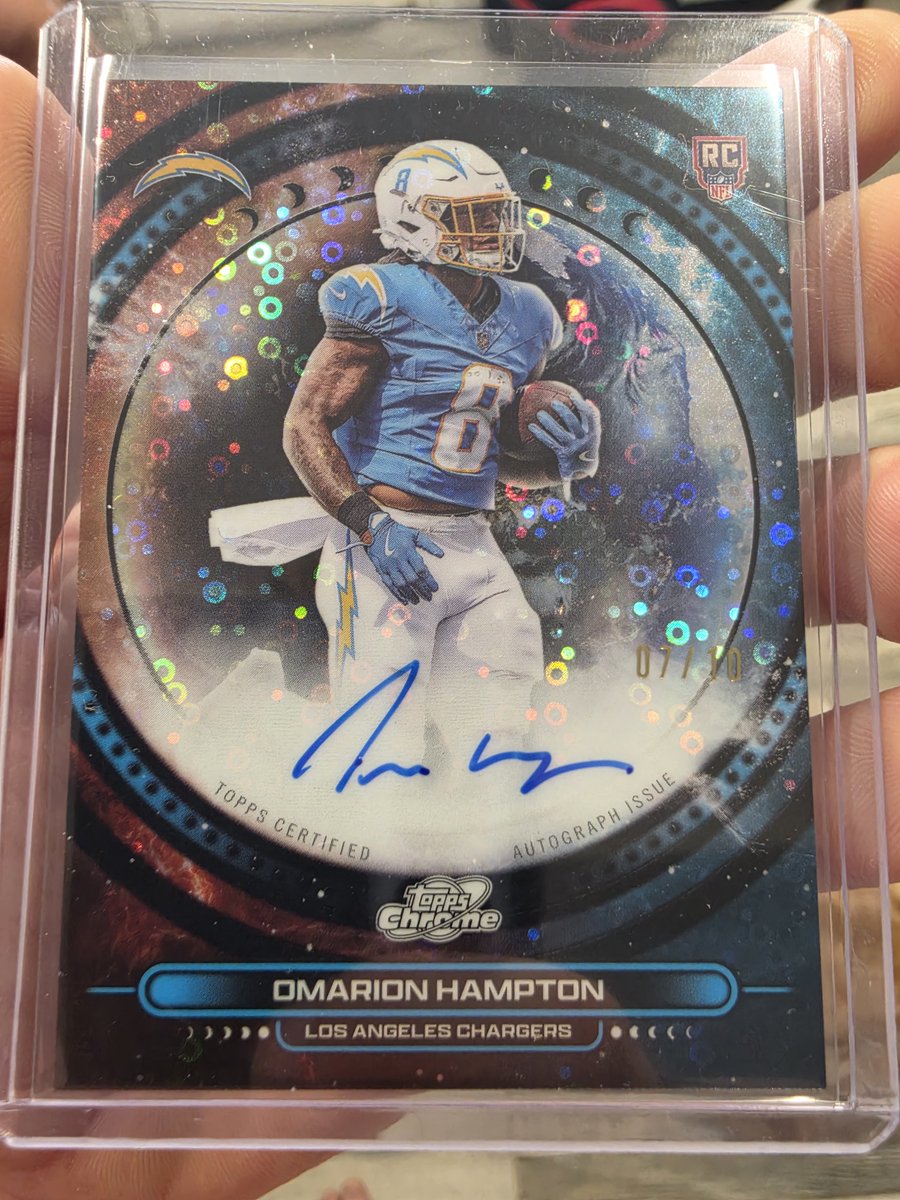 Cbelch98's tweet photo. Think it might be time to sell these bad boys. Hampton /10 equinox and JSN /50 equinox, Ashton Jeanty sun. #Raiders #Seahawks #Chargers #ToppsCosmic #DmOffers #TheHobby @CardPurchaser https://t.co/1ikWrGhpMG