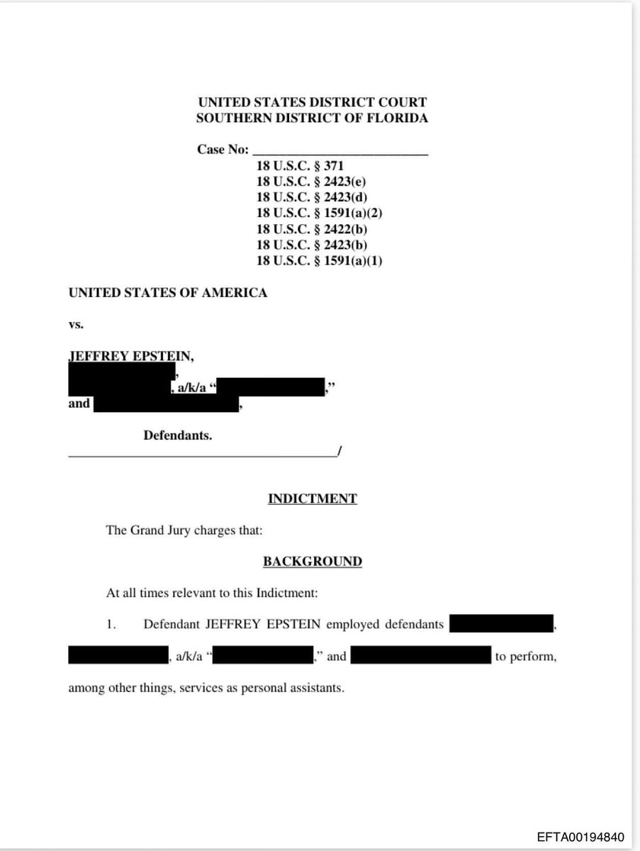 RedPencilScript's tweet photo. Todd Blanche’s team says the names redacted in this document (50 pages in total) are victims. However, they are the names of his 4 assistants given immunity in his 2008 plea deal—Sarah Kellen, Nadia Marcinkova, Lesley Groff, and Adriana Ross.

EFTA00194840
#EpsteinFiles https://t.co/IbrAUUbWhY