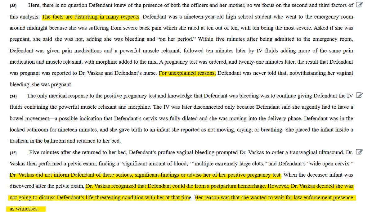 kattnotwilliams's tweet photo. Supreme Court of New Mexico unanimously affirms suppression of hospital statements in State v. Trevizo, finding privilege wasn't waived - she lacked capacity, and under the totality of the circumstances, the waiver wasn't voluntary. The Court didn't reach the Miranda issue.

The Court is also critical of Dr. Vaskas’s conduct in turning a medical emergency into a police interrogation.

Thank you to Mavka for sharing that this opinion was issued! #AlexeeTrevizo #Appeals #Waiver
