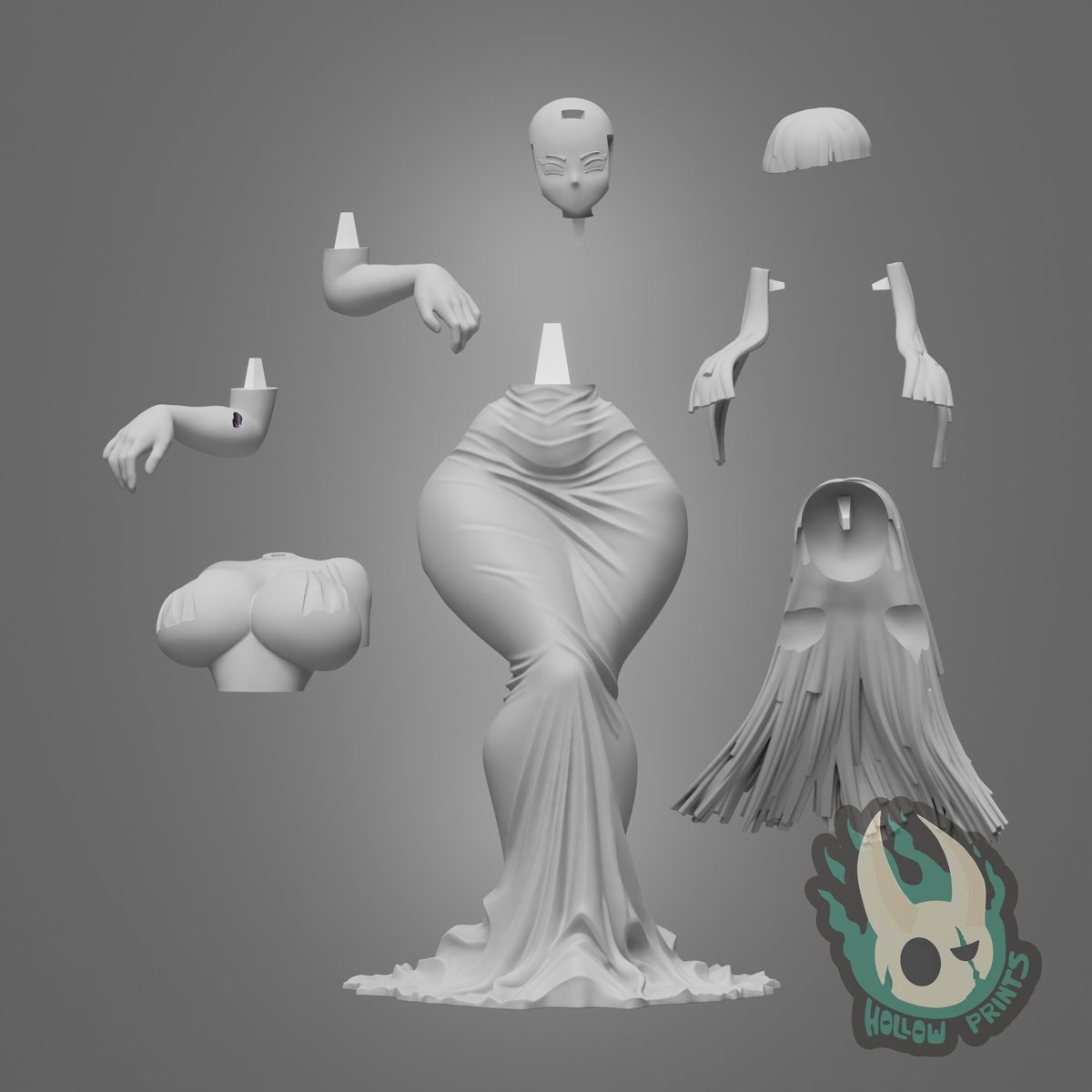 HollowPrints's tweet photo. ⬛My Enderwoman figure (NSFW) it's ready for 3D printing. You can find the figure in my Cults page in my bio...  #blender #3dprint #Minecraft https://t.co/ZfdyY4gN3H