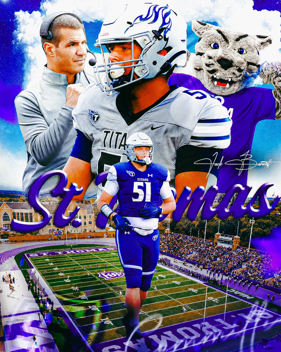 jbarnett_43's tweet photo. Blessed to announce my commitment to @UST_Football 🖤💜 #rolltommies
@Coach_Caruso @CoachTrot @AaronHaigler
@LSWTitanFB @coachbarrows @aacrittendon @theCoach_Palmer https://t.co/M5SUhmSWcR