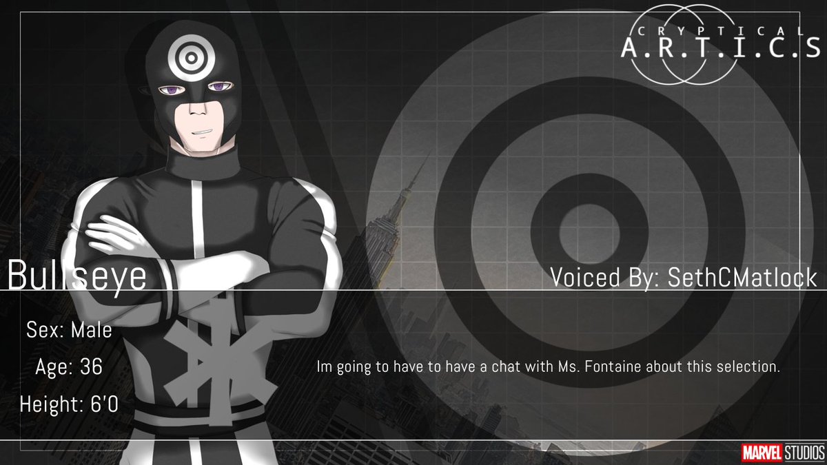 CrypticalArtics's tweet photo. "Insanity Incarnate."
@SethCMatlock will be providing the voice of Bullseye! Looking forward to out future work together!
#Marvel #Fangantwt #CrypticalARTICS #ACU https://t.co/QE6W0Tvcv2