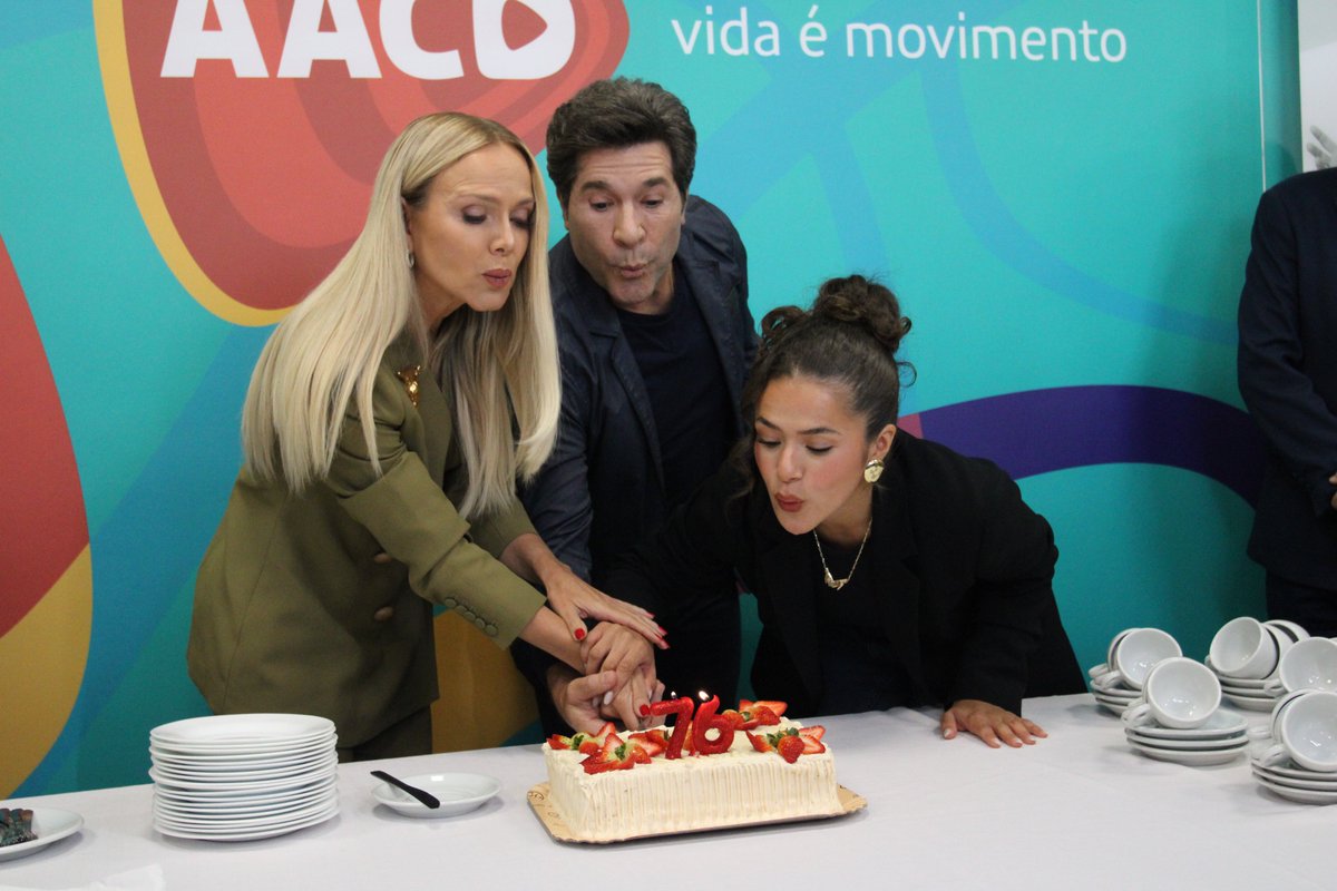 AACD's tweet photo. Espia só quem está com a gente para comemorar o nosso aniversário de 76 anos!

Nossos padrinhos do @TeletonOficial , @cantordaniel, @Eliana  e @maisa. Que alegria 🎉🎉 https://t.co/gTPhaPSkl4