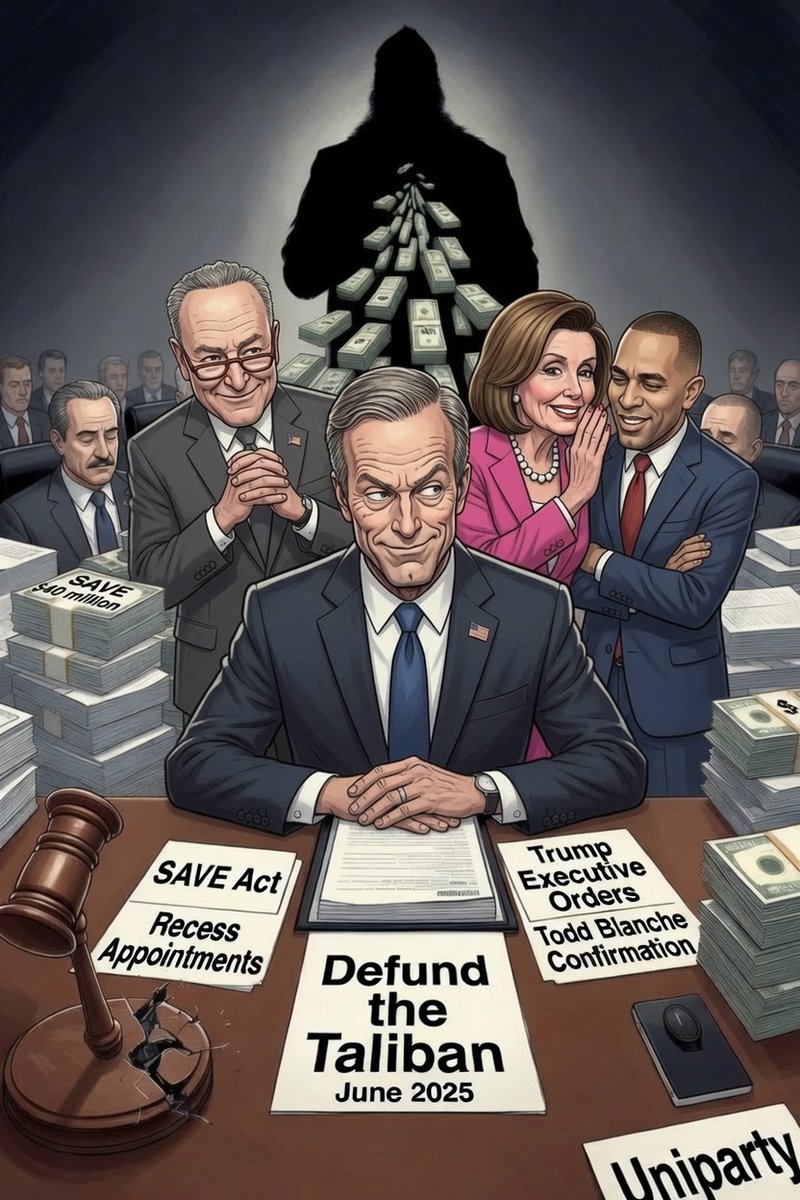 kate_p45's tweet photo. 💥Senator John Thune is either the weakest Senate Majority Leader in modern history… or he’s actively sabotaging Trump on purpose.

Pick one. Both are fireable offenses.

It’s not just the SAVE Act still rotting on the floor.  
It’s 16 straight months of Thune blocking President Trump from making recess appointments.  
It’s zero effort to codify a majority of Trump’s executive orders,  including the tariff policy that actually works.  
It’s leaving Todd Blanche twisting in the wind instead of getting him confirmed.  

And the absolute gut-punch:  
Senator Tim Burchett’s “Defund the Taliban” bill has been sitting on Thune’s desk since June 2025.  
We are STILL sending $40 million of your tax dollars to barbaric terrorists while Thune does nothing.

Either this man has zero leadership skill and can’t unite a single Republican (or peel off one Democrat)…  
or he’s McConnell 2.0 running interference for Chuck Schumer and the Uniparty.

Every Republican senator should have been screaming for Thune’s head nine months ago.  

The fact they haven’t tells you everything.  

Fire him. Now. @SenateGOP