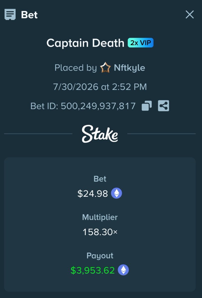 nftkyledoteth's tweet photo. Holy shit 
$25 bonus buy → 39,000x on the base  Highest multi I’ve ever hit in my life. Absolute madness.  @Stake
 @ValkyrieXStudio
 @StakeEddie

I see you guys sometimes double people’s big wins… feeling generous?   Nftkyle on Stake   #Stake #BiggestWin https://t.co/qiwAmaBBhM