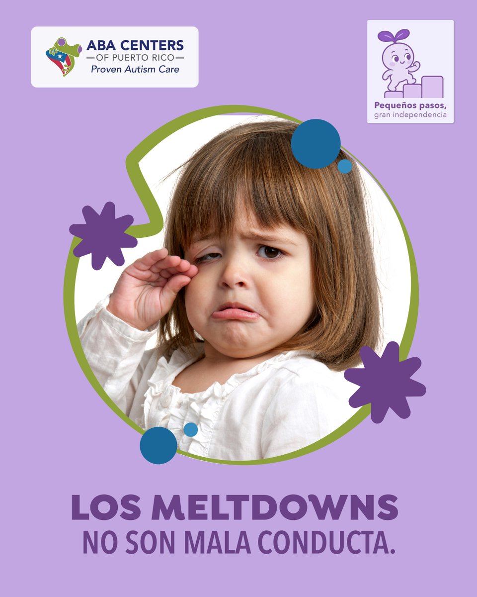 abacentersofpr's tweet photo. Los meltdowns no son mala conducta. Pueden ocurrir cuando el cerebro y el cuerpo de un niño se sienten sobrecargados por demasiado ruido, cambios, estrés o estímulos sensoriales. Mantener la calma, reducir las exigencias y darle espacio puede ayudarle a sentirse más seguro que cualquier juicio. 🕊️ Responder con paciencia puede cambiar ese momento.

#ABACentersOfPuertoRico #ConcientizaciónDelAutismo #ComunidadAutista