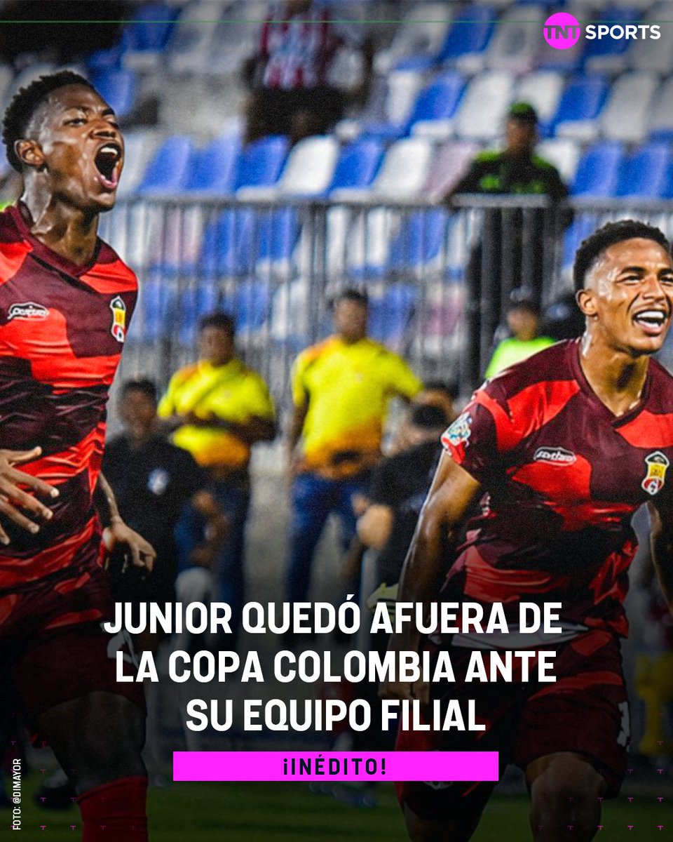 TNTSportsAR's tweet photo. HECHO INÉDITO EN LA COPA COLOMBIA: JUNIOR, AFUERA CONTRA SU FILIAL 😳

En la primera fase del certamen local, el elenco Rojiblanco quedó eliminado frente a BARRANQUILLA FC, su equipo filial.

🏆🇨🇴 El marcador global fue 5-5 tras un empate 2-2 en la ida y otro 3-3 en la vuelta, mientras que desde los 12 pasos avanzó el conjunto de segunda división.

👉🏻 Ahora, deberá enfrentarse con Millonarios en octavos de final y buscará seguir haciendo historia.