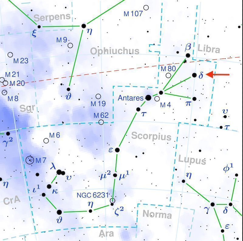 earthskyscience's tweet photo. Look up, stargazers! #DeltaScorpii - aka #Dschubba - is easy to spot as the middle star in the “forehead” or Crown of the Scorpion in the constellation #Scorpius. And it’s variable in a way that you can see with your eyes alone! 🌌👀
https://t.co/Be0ENRIK4C
📸 Wikimedia. https://t.co/EY9Y1OhuJc