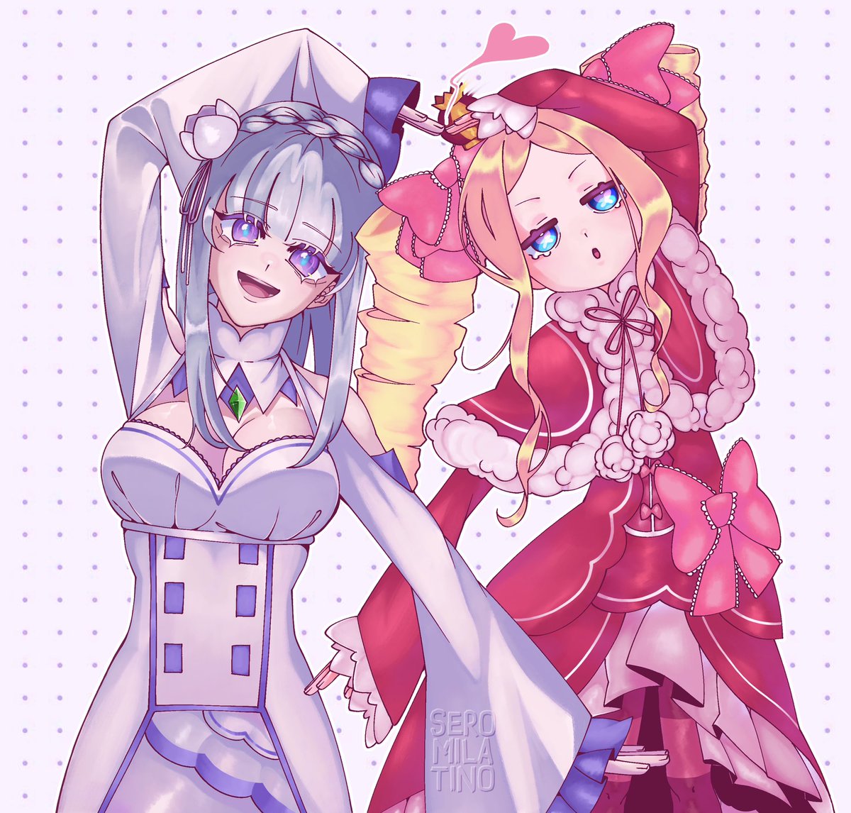seromilatino's tweet photo. Emilia &amp; Beatrice 💜🩷

#artshot  #リゼロ #artmoots #ReZero #opencommission #comisionesabiertas https://t.co/YzrHI59Nue