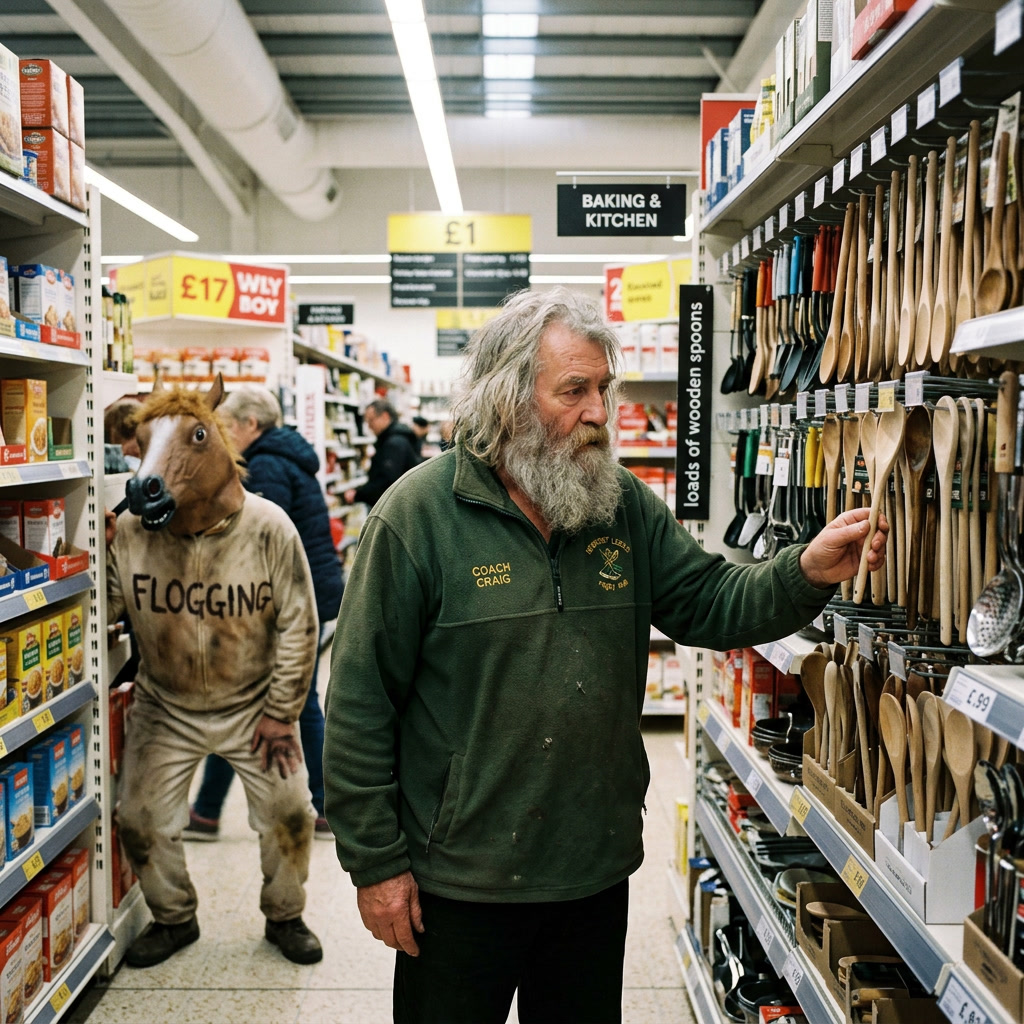 newportleeks's tweet photo. Coach Craig spotted doing some shopping in advance of this weeks BIG game against Flogging a Dead Horse. Who will become the favourite for the wooden spoon?! #LEEKS #AFLFantasy https://t.co/VdCV2fMyyC