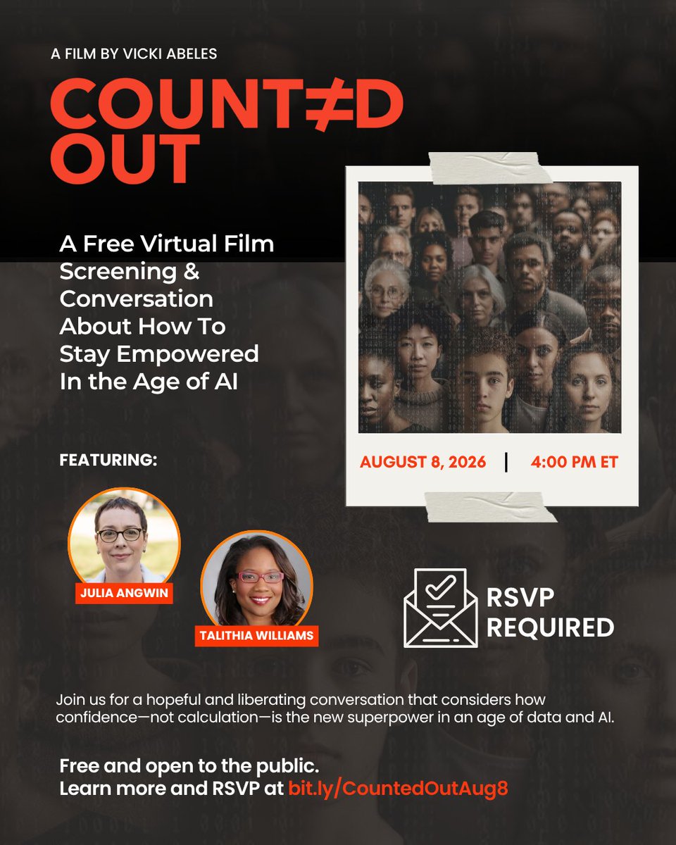 pamseda1's tweet photo. Think you're "not a math person"? That belief has lasting consequences. Join me for a FREE one-time virtual screening of Counted Out on Aug. 8, 4 PM ET.
REGISTER HERE: https://t.co/j7OzuXrh2I
#CountedOut #MathIsForEveryone #MathEducation https://t.co/PM0q3rrZCr