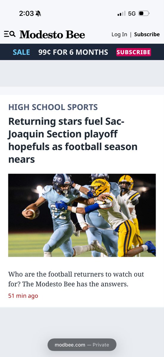 MikeyOshana's tweet photo. Blessed to be recognized by the @modbee @Quade1095 as one of the Sac-Joaquin Section’s returning players to watch this season. The work doesn’t stop. More to prove. 💯🏈 #AGTG https://t.co/1tvnYilttY