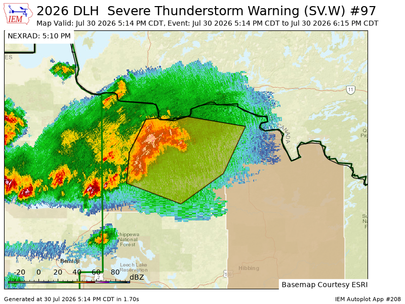 ELYMNWX's tweet photo. DLH issues Severe Thunderstorm Warning [wind: 60 MPH (RADAR INDICATED), hail: 0.88 IN (RADAR INDICATED)] for Koochiching, St. Louis [MN] till Jul 30, 6:15 PM CDT https://t.co/187sYKvlfl https://t.co/hSN0YGyRzo