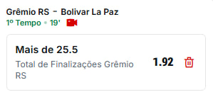 TipsterFabio's tweet photo. Grêmio x Bolivar

➡️ Mais de 25,5 finalizações
↪️ Superbet https://t.co/csa06cgHAf 
🔞 Apenas maiores de 18 anos
⚠️Aposte com responsabilidade

Ministério da Fazenda adverte: Aposta não é investimento.
Superbet - Autorizado pela Portaria SPA/MF Nº 2090/2024
Aplicam-se T&amp;Cs #PUBLI https://t.co/GTCyhj5Odh
