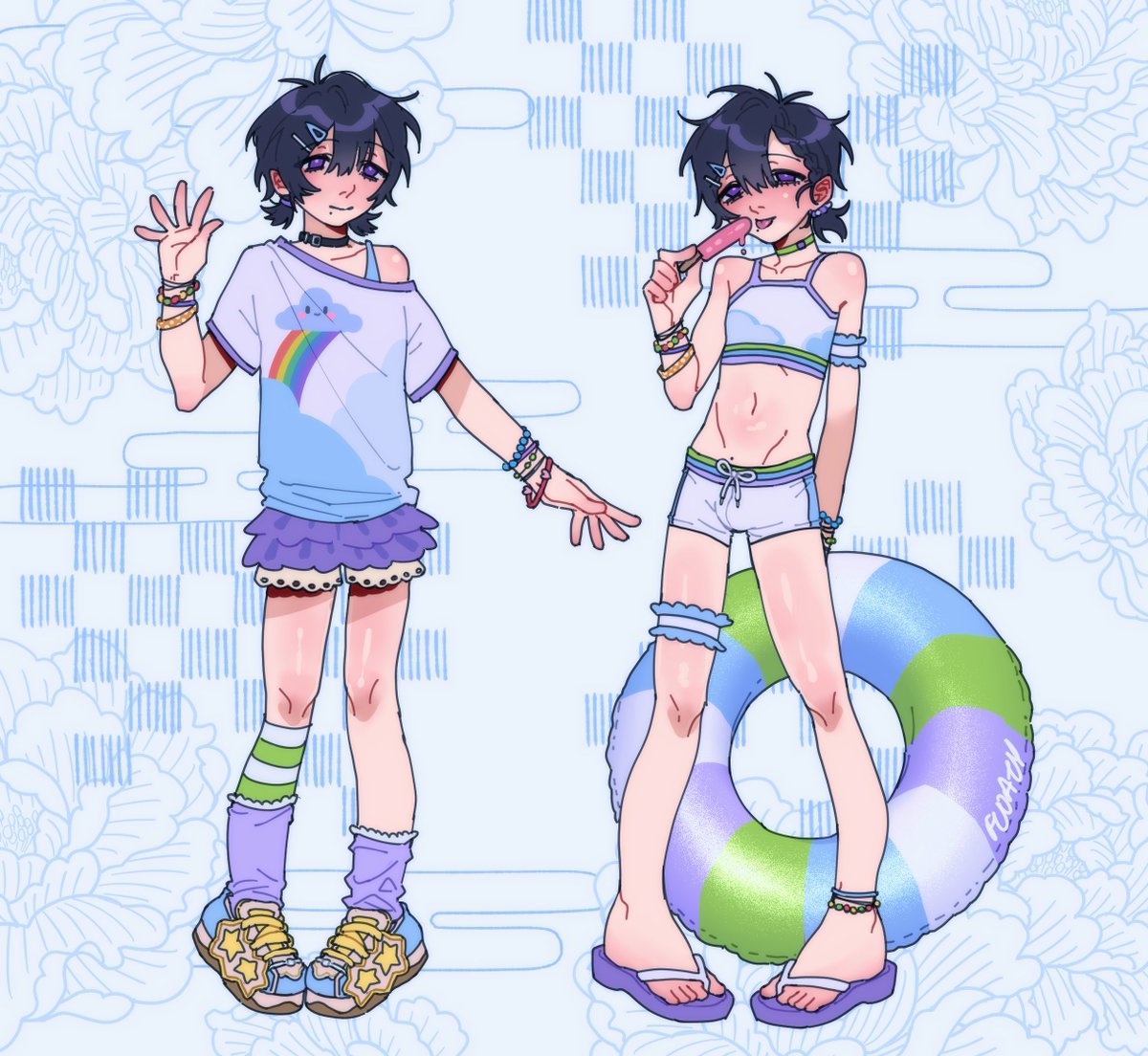 floatyart's tweet photo. Rainy for #dolpcsummer ! Will you go on a beach date with him?💜 https://t.co/Ap9KKpSM3X