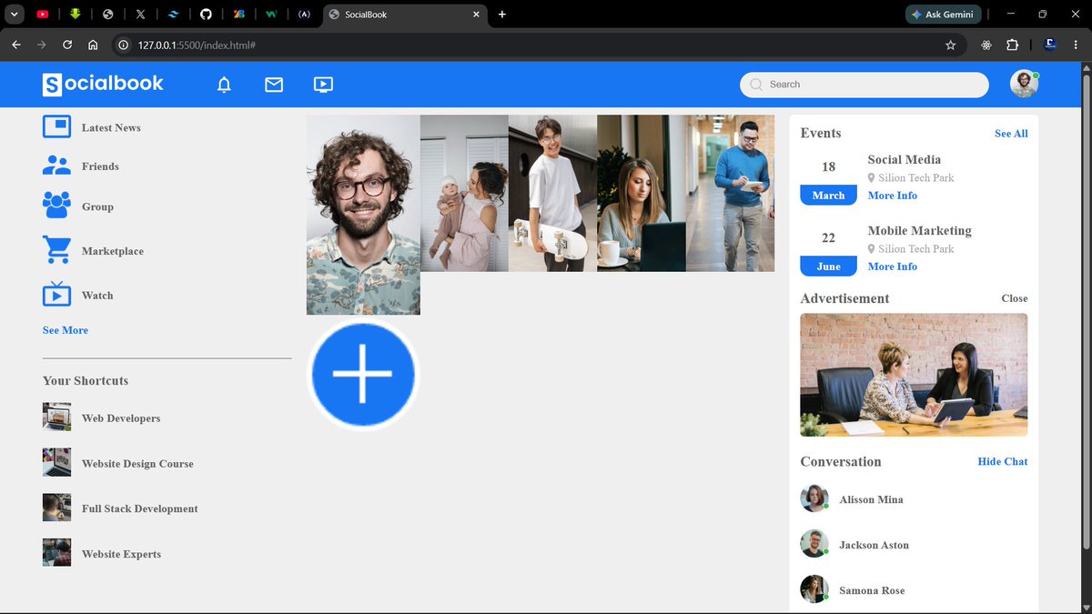 devmayor1's tweet photo. I discovered the SocialBook app built using vanilla CSS and Html. I took it up as a challenge to recreate and build it myself and push to my Github. Been coming out well. 

The main content is the difficult one here but we push.. I desire to end 2026 well and push daily to Github https://t.co/FYmVzdV3LZ