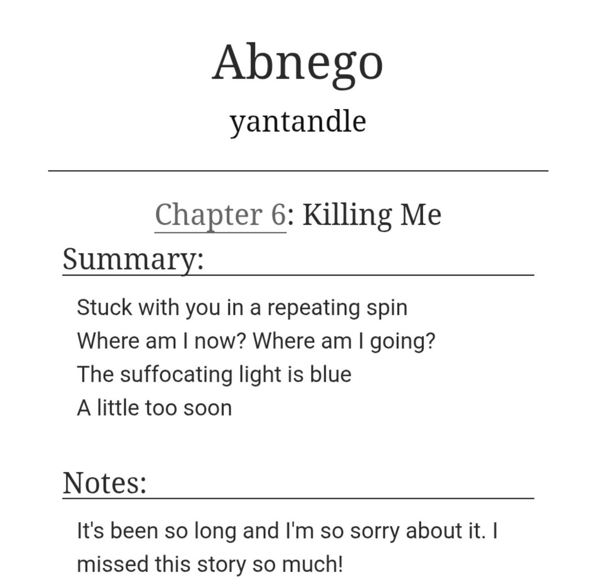 yantandle's tweet photo. can't believe I'm actually posting this 😭

Abnego - Chapter 6: KiIling Me 
#taekookau #taekook 

Link: https://t.co/6yHwLS4zka https://t.co/liGM5xBk6s
