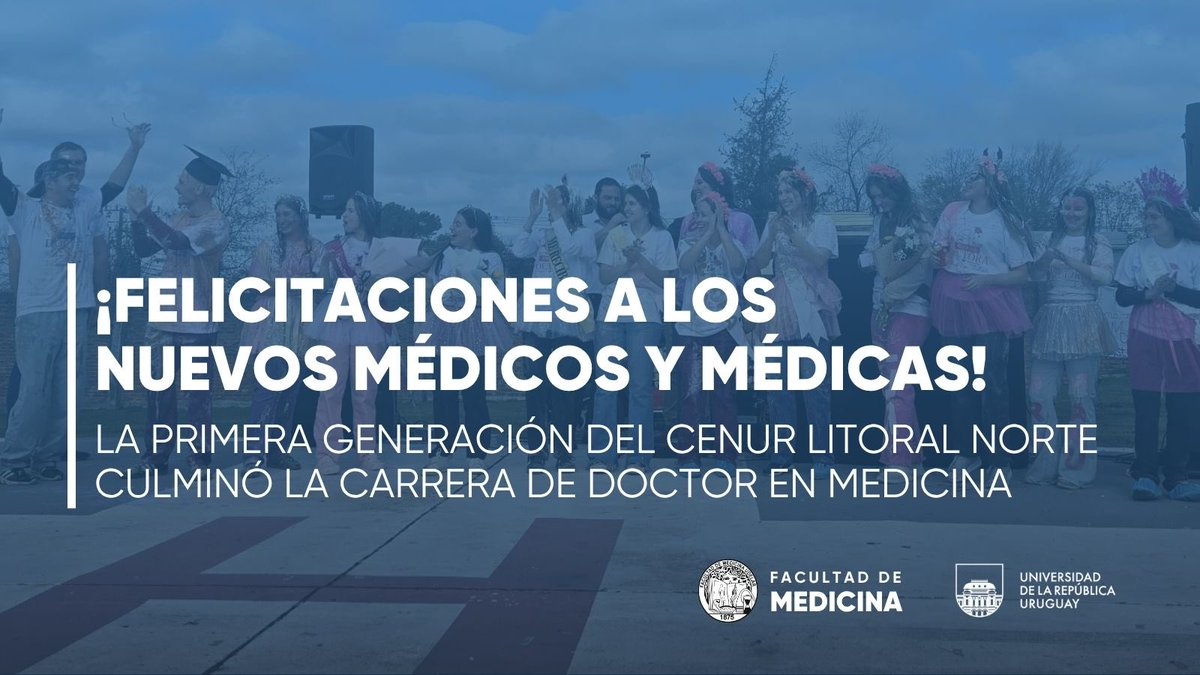 fmedoficial's tweet photo. 🎓 ¡Felicitaciones a los nuevos médicos y médicas!

Hoy egresó la primera generación que cursó toda la carrera de Doctor en Medicina en el CENUR Litoral Norte.

Un hito para la Udelar y la formación médica en el país. 👏 https://t.co/4h3jPitOOc