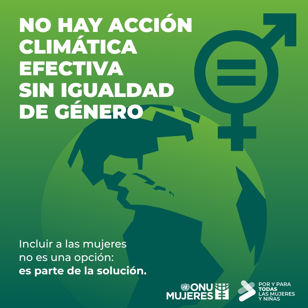 ONUMujeres's tweet photo. 🌎 La igualdad de género no es un componente adicional de la acción climática, es un requisito indispensable para que las respuestas sean eficaces, sostenibles y justas. https://t.co/lV7HmudoLw