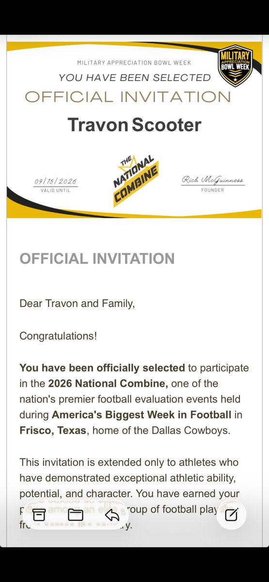 Travonscooter1's tweet photo. i’m extremely excited to be invited and to  participate at this showcase !  #mississippi #classof2028 #AGTG @NAHSFball @CRStubblefield https://t.co/6A95qyJplc