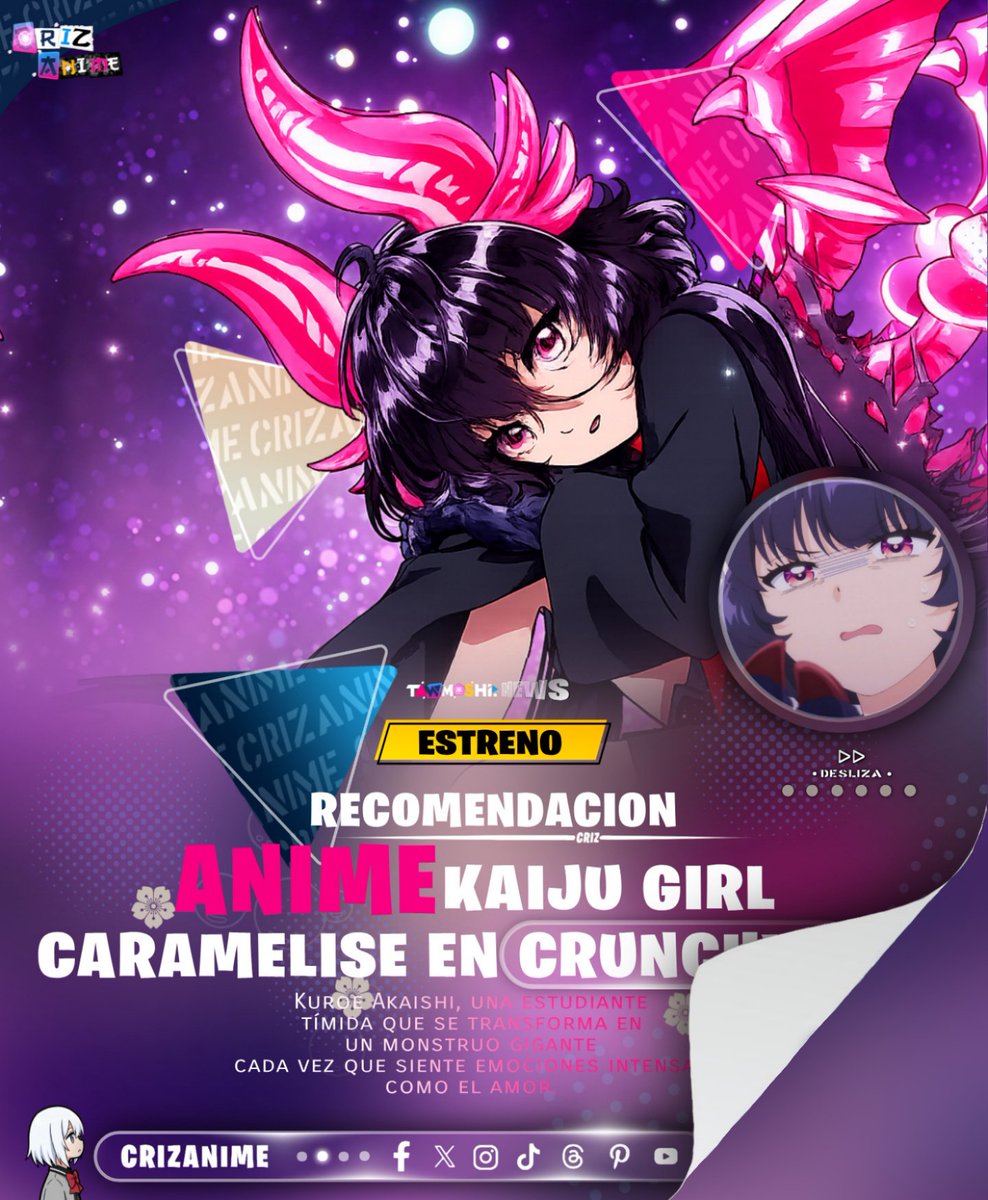 CRIZanime's tweet photo. Recomendación anime del dia 🫶

KAIJU GIRL CARAMELISE

| Otome Kaijū Carameliser) trata sobre Kuroe Akaishi, una estudiante tímida que sufre una extraña enfermedad que la convierte en un monstruo gigante o kaiju cuando siente emociones

#KaijuGirlCaramelise #Criz #goldenwaifu https://t.co/WIVOxBRvKB
