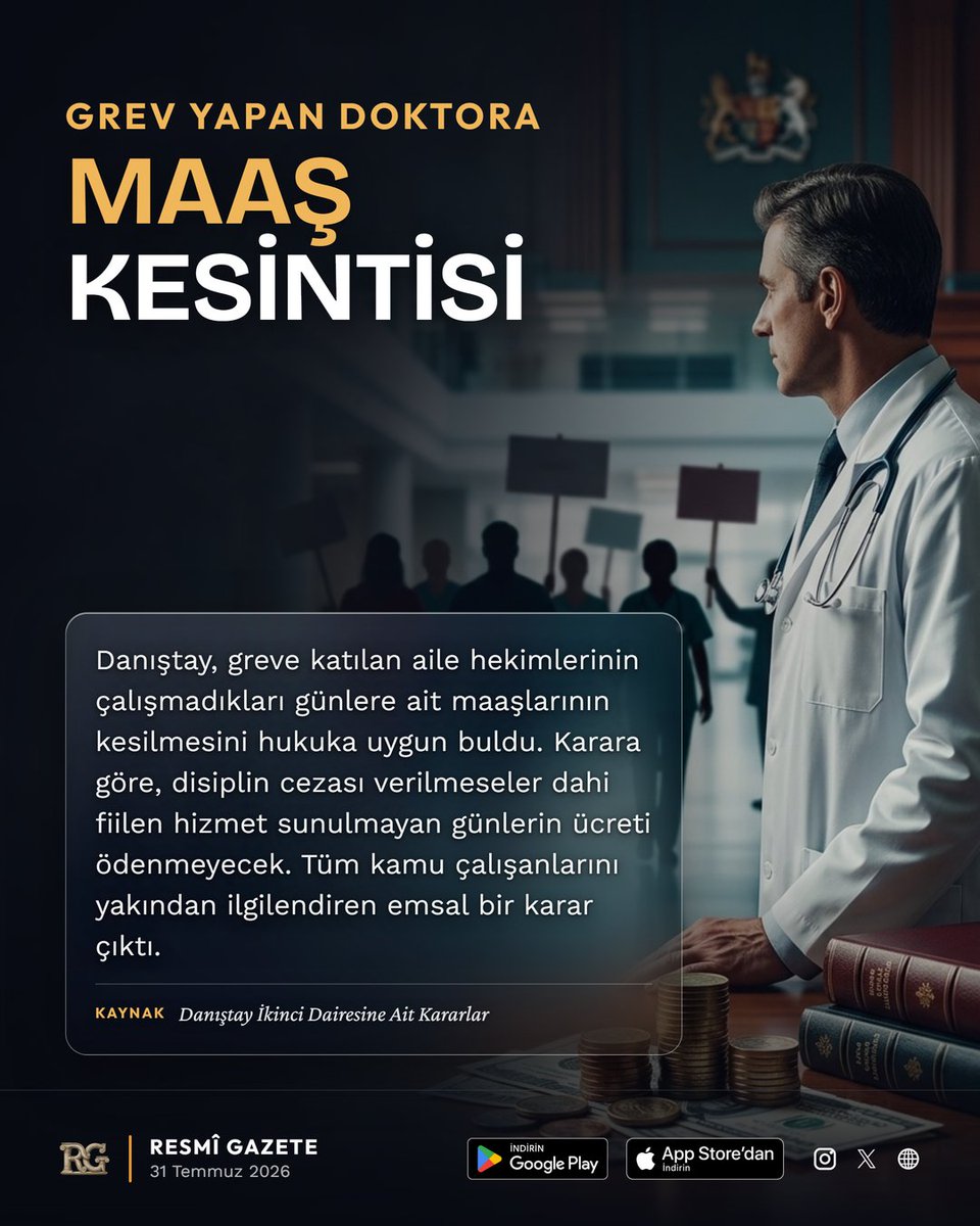 regasapp's tweet photo. GREV YAPAN DOKTORA MAAŞ KESİNTİSİ

#resmigazete #hukuk #gündem #mevzuat #danıştay #disiplincezası #ailehekimi #maaşkesintisi #zamanaşımı #kanunyararınatemyiz https://t.co/yF4ILeM3iz