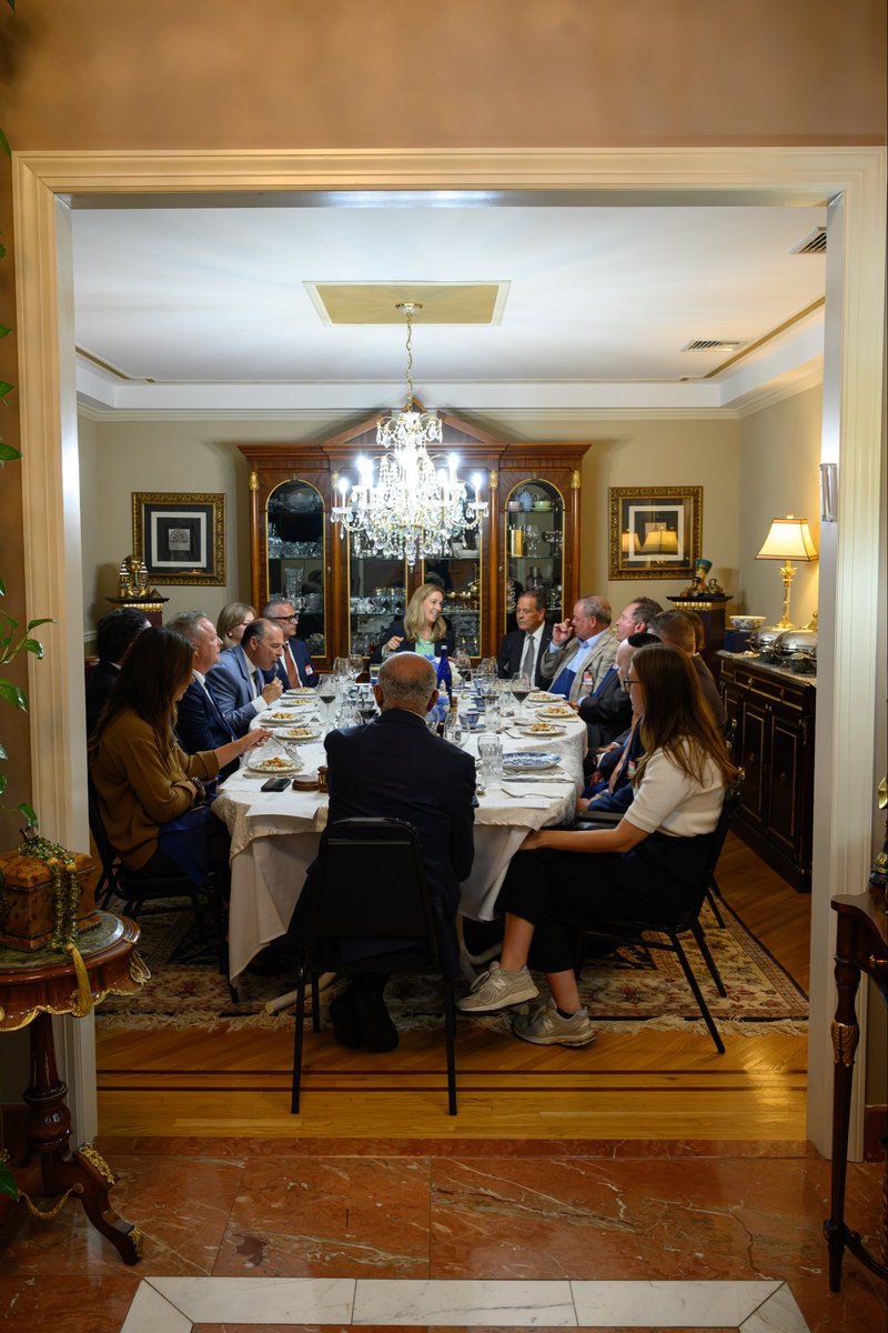 MunrKazmir's tweet photo. It was a true honor to host the 57th Governor of New Jersey, Governor Mikie Sherrill for a small dinner. 
Her thoughtful engagement, preparation, and genuine interest in every guest made for a truly memorable evening. Governor Sherrill is truly a remarkable leader. https://t.co/tZW03HGr5A