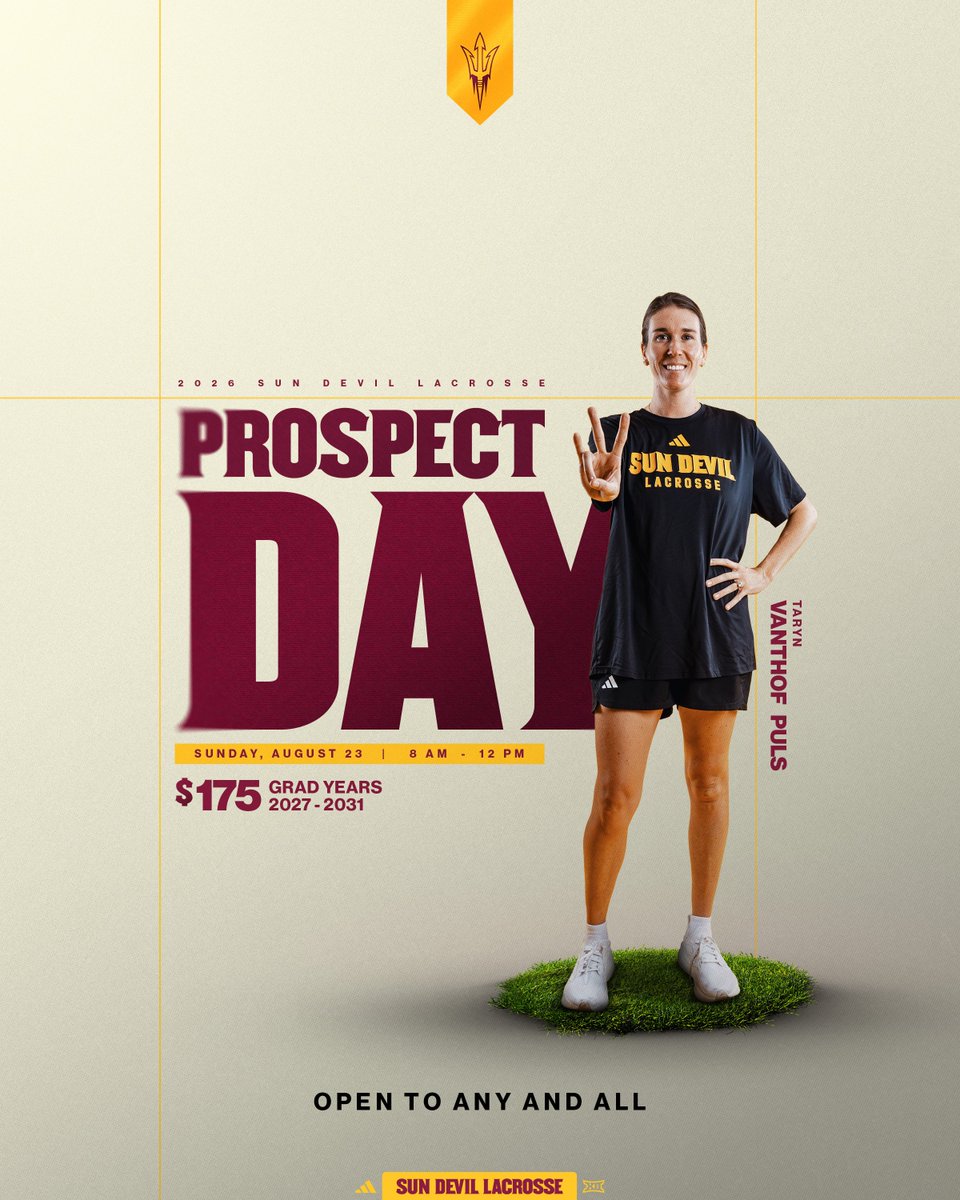 SunDevilWLax's tweet photo. One day closer to Prospect Day set for August 23rd! 🔱

Open to any and all! Sign up at the link in bio! 

#ForksUp /// #O2V https://t.co/tmlVdURQkL