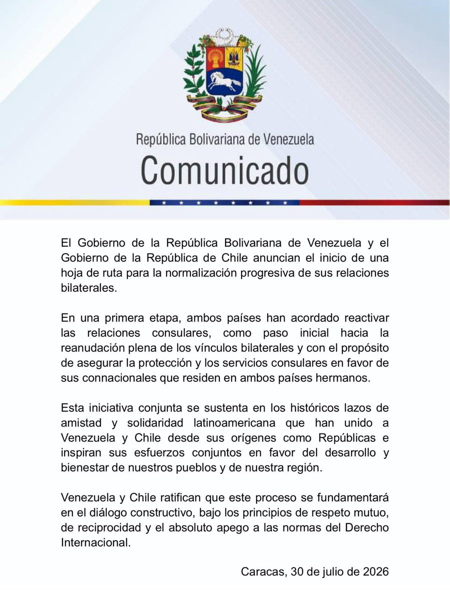 RenzoTrisotti's tweet photo. 🇨🇱🇻🇪 Gran paso que se valora

Chile necesita una relación institucional con Venezuela que permita proteger nuestros intereses, avanzar en la identificación de sus ciudadanos, facilitar las expulsiones cuando corresponda y hacer cumplir con firmeza nuestra legislación migratoria. https://t.co/WS99CT11uX