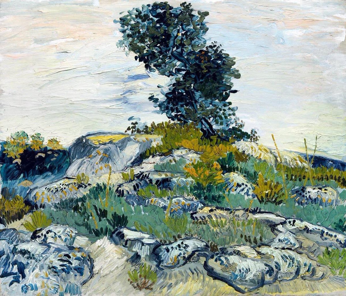 Beastmomen's tweet photo. Rocks with Oak Tree, Vincent van Gogh, 1888. https://t.co/3b5u6WmdT4
