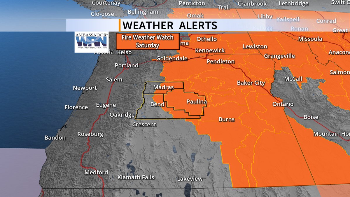 WenningWx's tweet photo. Fire Weather Watch for Central Oregon
Today will be almost a copy of Wednesday. Warm, smoke &amp; PM breezes. Friday brings the heat. 
Join us tonight on @CODaily for your most reliable forecast. #ORwx #forecast #weather #Oregon #CentralOregon

More > https://t.co/ft2WAeIaoY https://t.co/e7o4GJyTCI