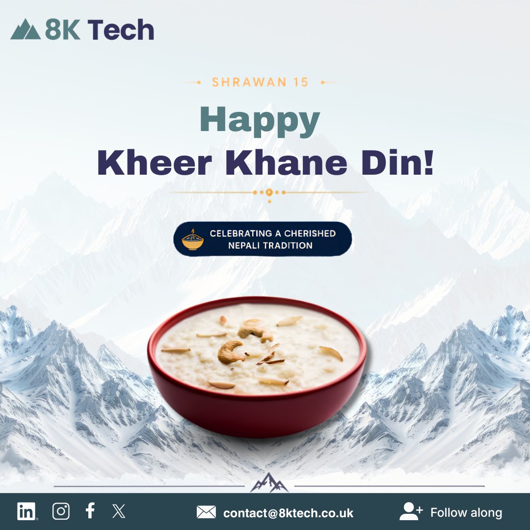 8ktechltd's tweet photo. Celebrating Shrawan 15 (Kheer Khane Din) 🇳🇵

A day that brings families together to enjoy kheer and honors the hard work of farmers during the rice planting season. It symbolizes gratitude, prosperity, and hope for a bountiful harvest.

🌾 Happy Shrawan 15 from Team 8K Tech https://t.co/qMeAzJiex6
