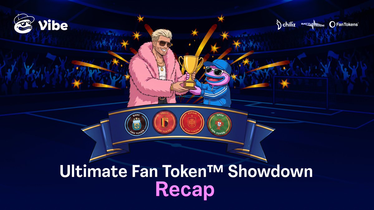 vibe_trading's tweet photo. For the first time in history, the World Cup was traded live as a market.

The Ultimate @FanTokens™ showdown proved that trading = REAL entertainment.

Every goal, penalty shot, or red card becomes an event that moves charts.

It was a huge success in showing people what’s possible on Vibe:

→ 6 live trading events

→ 2,831 engagements

→ 337,660 X impressions

→ 95 pieces of content across 11 accounts

→ 30,702 impressions on the Spain vs Argentina final

→ 16,728 livestream views (5,090 peak during Portugal vs Spain opener)

Produced end-to-end by @battle_fyi, all trading executed live on Vibe with various Fan Tokens from the @Chiliz ecosystem.

And in the end, viewers even joined to trade with the streamers!

We had a bunch of amazing creators come trade, to mention a few: @AndySlaps, @iceyyy_gaming, @marcellovtv, @SamSteffanina

With @DougHype taking first place in the Ultimate Showdown ⚽

Stay tuned for more tournaments YOU can participate in coming very soon 🚀