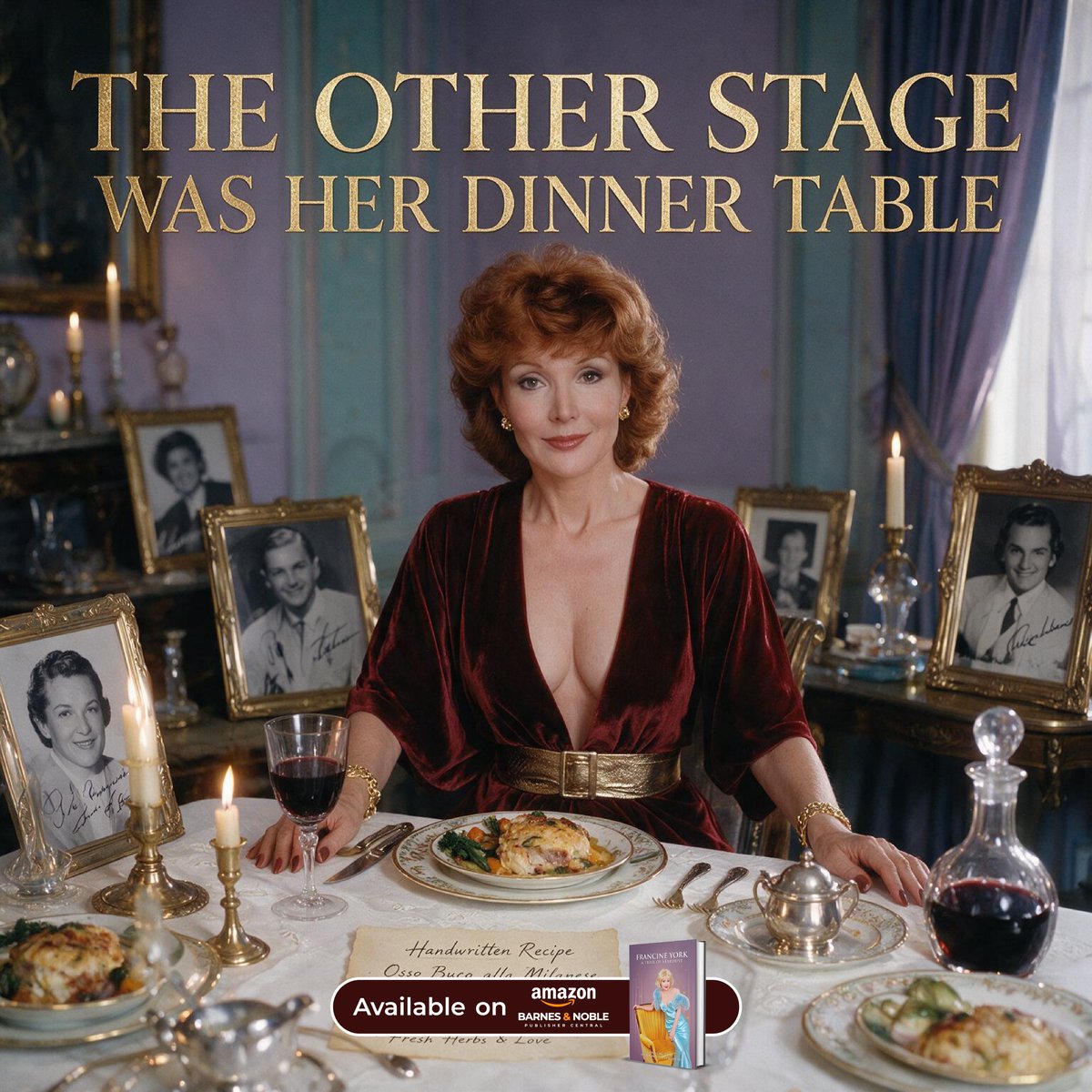 YorkTrail's tweet photo. Away from the cameras, Francine was known for gourmet cooking, health, nutrition, and unforgettable Hollywood dinner parties.

What would you serve at an old-Hollywood dinner?

Available on Amazon.
https://t.co/oHK5Y2LJk3

#FrancineYork #HollywoodDinnerParty #VintageRecipes https://t.co/WXeMzLReJC