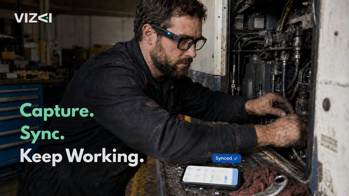 vizaitech's tweet photo. VizAi in two actions:

1. Trigger a photo by voice or shutter button.
2. Sync it to the dealership’s job line; see status on the phone.

Technician-triggered capture, not passive recording.

Waitlist: link in bio. https://t.co/U4D0kpPw4e