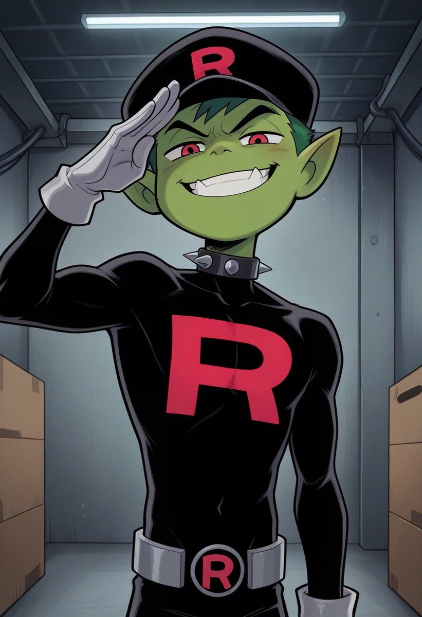 AsgoreKing10's tweet photo. Beast Boy was hypnotized into Team Rocket, completely happy to betray the side of good! All hail Team Rocket! All hail latex! https://t.co/MaEv1TY9qk