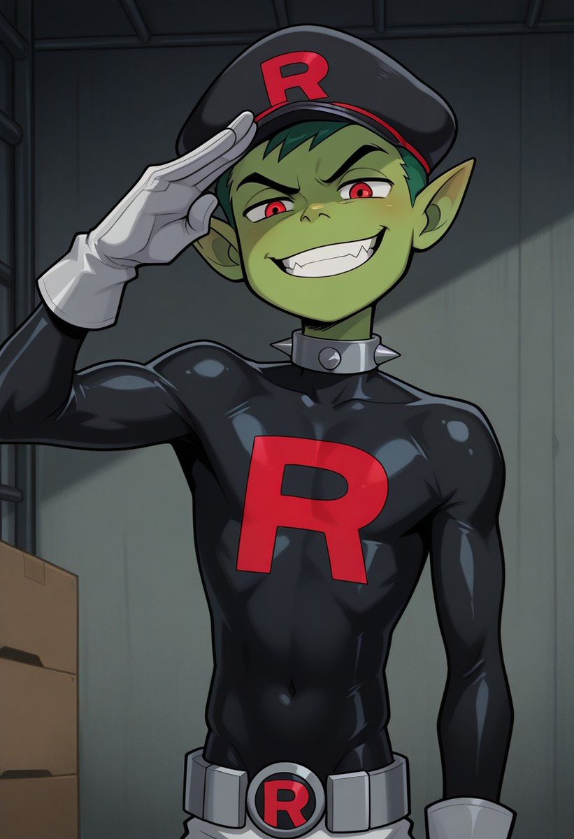 AsgoreKing10's tweet photo. Beast Boy was hypnotized into Team Rocket, completely happy to betray the side of good! All hail Team Rocket! All hail latex! https://t.co/MaEv1TY9qk