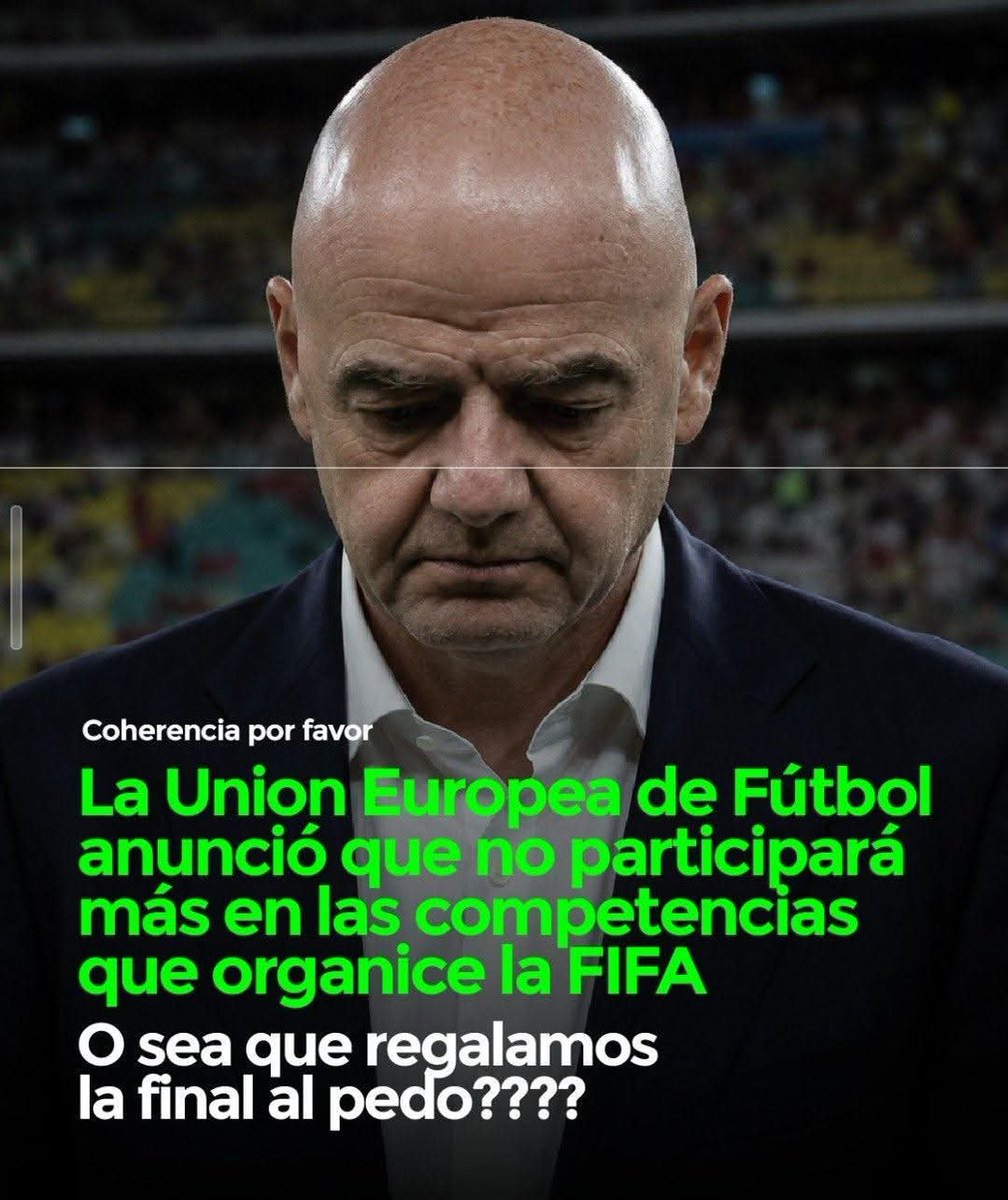 NICOLAS71046251's tweet photo. LA U ION EUROPEA DE FUTBOL,QUIERE ABRIRSE DE LA F.I.F.A
YA QUE INFANTINO QUIERE HACER UNA SOCIEDAD MUY RARA. https://t.co/2OXzHHZJE6