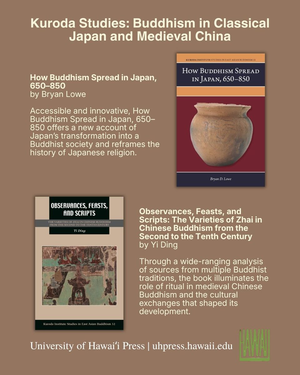 UHPRESSNEWS's tweet photo. Discover two new titles in the Kuroda Studies in East Asian Buddhism series.

How Buddhism Spread in Japan, 650–850 by Bryan D. Lowe

Observances, Feasts, and Scripts by Yi Ding

Save 30% with code FALL2026 through September 30.

https://t.co/cx2WwgnceU

https://t.co/oHLHAEJbv1 https://t.co/5U6nKKS1D0