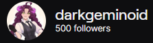 darkgeminoid's tweet photo. We hit 500 over on Twitch! Thanks so much to everyone who showed up today! Was a lot of fun and I hope to keep seeing you all in the future! https://t.co/TWd7x4qqQt