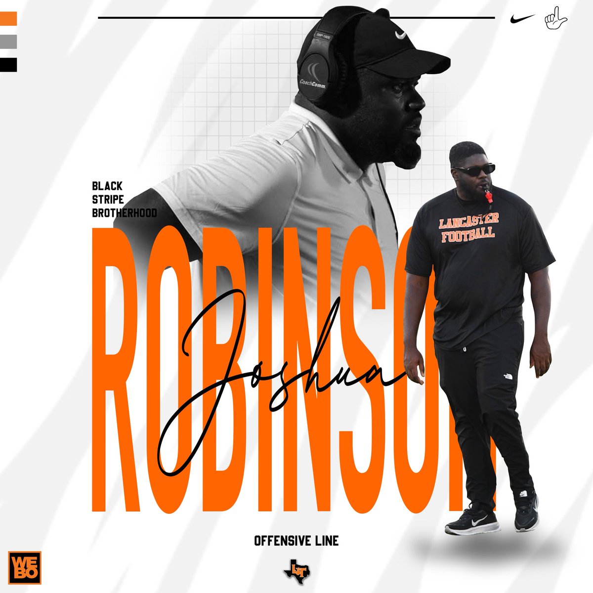 coachsjacksonjr's tweet photo. 🐅➖ Welcome back to Lancaster our exterior offensive line coach Joshua Robinson (@CoachBlacc). A Lancaster grad who brings knowledge, passion, and a love for The Land! ➖🐅

#BlackStripe➖ | #ICWIC | #OneWEBO https://t.co/54EXB0jLWU