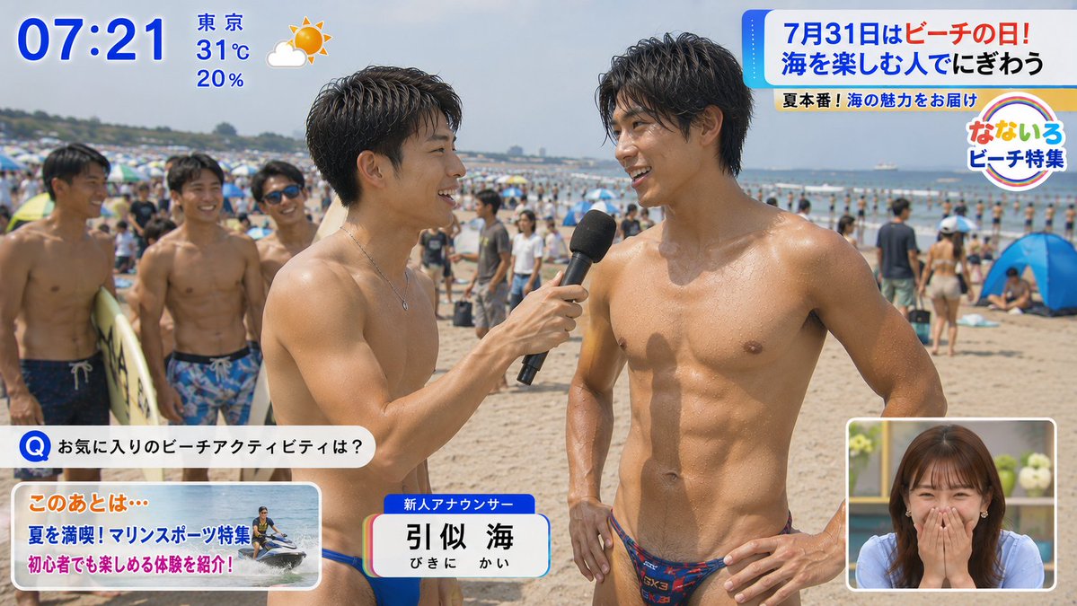 ikemen_mederu's tweet photo. 今日はTVで #ビーチの日 特集やってたよ
な(7)み(3)がいい(1)ってことらしい

引似アナ、今日もイケメンだった😆 https://t.co/nNrEmZiR6P
