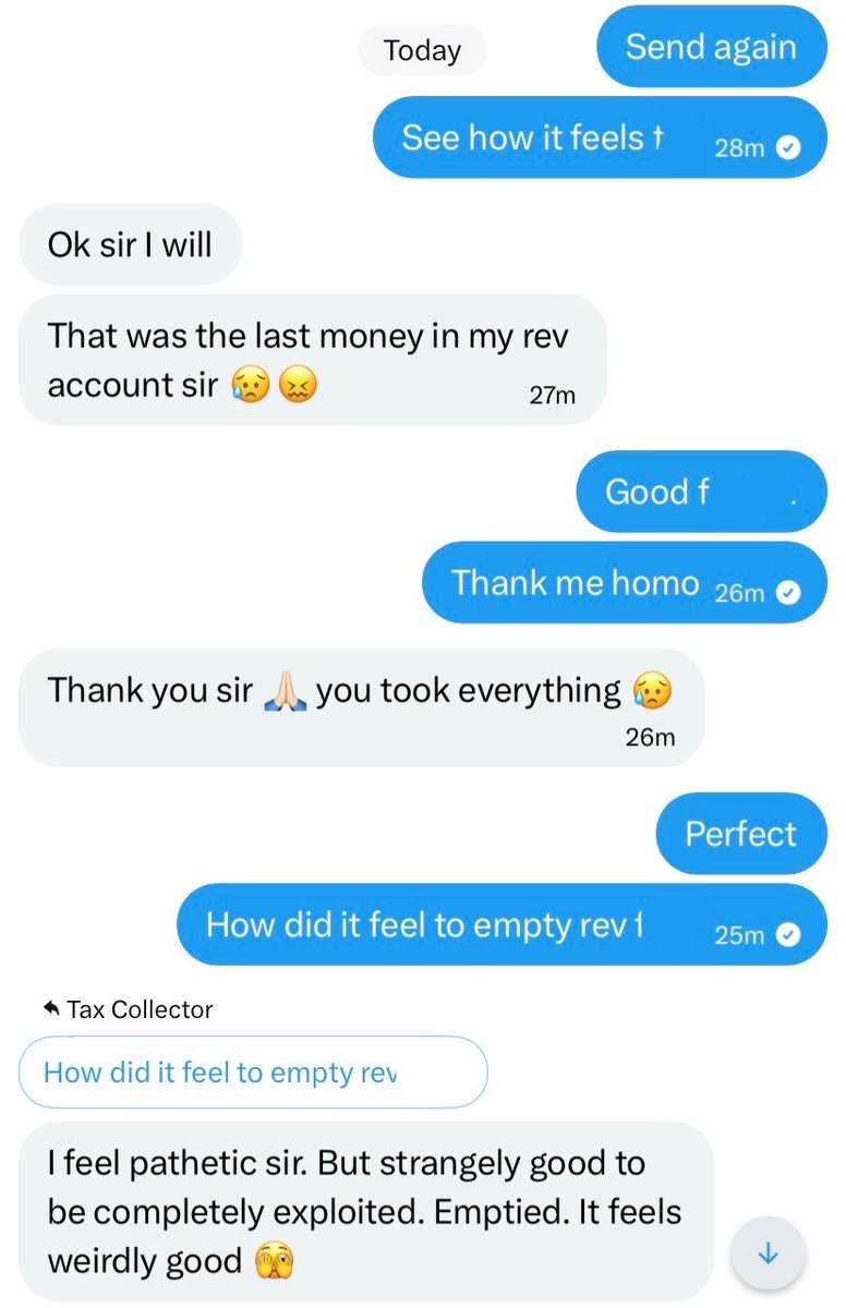 DissentTax's tweet photo. You’re pathetic.

Look at you.
Twitching, desperate, grunting like an animal.
Begging to empty your account.

You’re not normal.
Desperately ending to strangers online.
All cause your penis twitched.

This is your purpose:
Making men richer while you get poorer.

#findom https://t.co/JAiTVyo6po