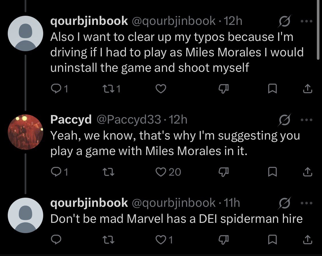 spaceserenade's tweet photo. Not everyone who hates miles is racist but tweeting and driving to tell everyone how much you hate miles you gotta be a klan member https://t.co/ymVbt9kY9h